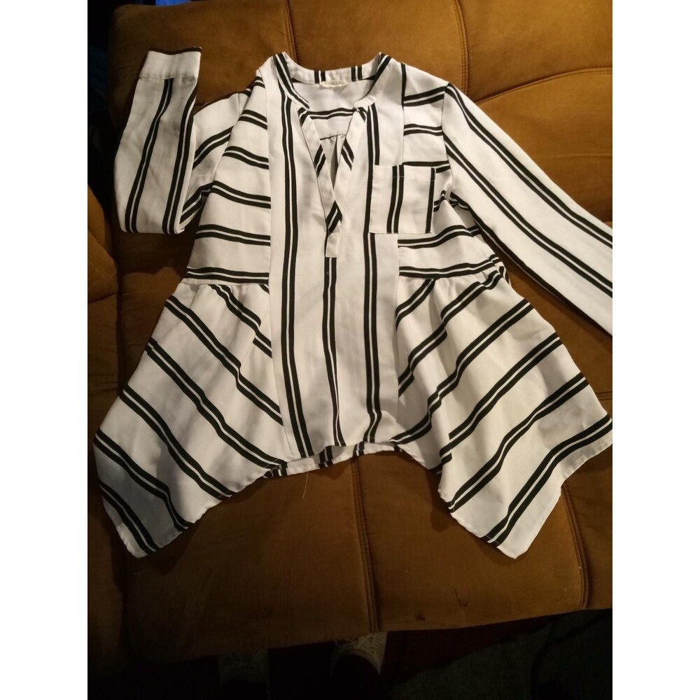 San Joy Tunic Women's Striped Polyester Blouse size S..(B1)